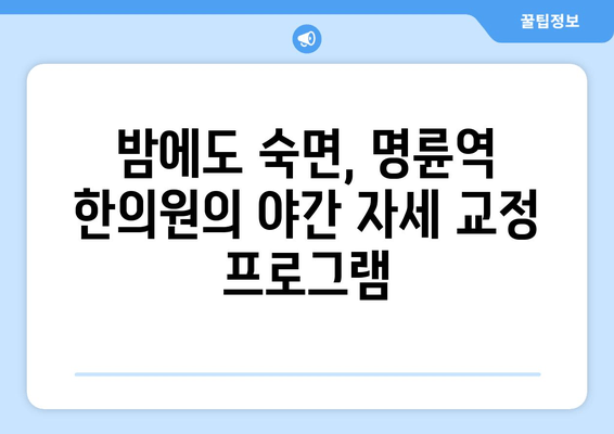 명륜역 한의원 야간 자세 교정| 건강한 수면을 위한 맞춤 솔루션 | 자세 교정, 수면 개선, 한의원, 명륜역