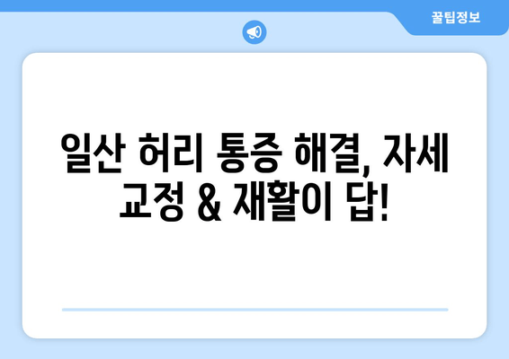 일산 허리 통증, 자세 교정 & 재활로 해결하세요 | 허리 통증 원인, 치료, 재활 운동, 추천 병원