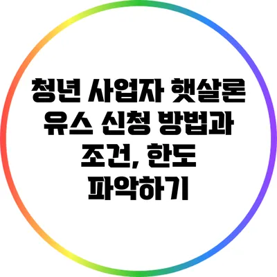 청년 사업자 햇살론 유스 신청 방법과 조건, 한도 파악하기