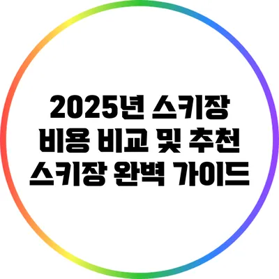 2025년 스키장 비용 비교 및 추천 스키장 완벽 가이드