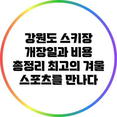 강원도 스키장 개장일과 비용 총정리: 최고의 겨울 스포츠를 만나다
