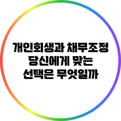 개인회생과 채무조정: 당신에게 맞는 선택은 무엇일까?