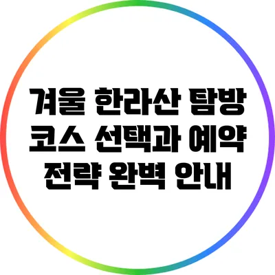 겨울 한라산 탐방: 코스 선택과 예약 전략 완벽 안내