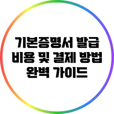 기본증명서 발급 비용 및 결제 방법 완벽 가이드