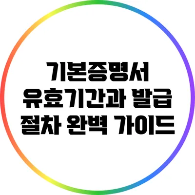기본증명서 유효기간과 발급 절차 완벽 가이드