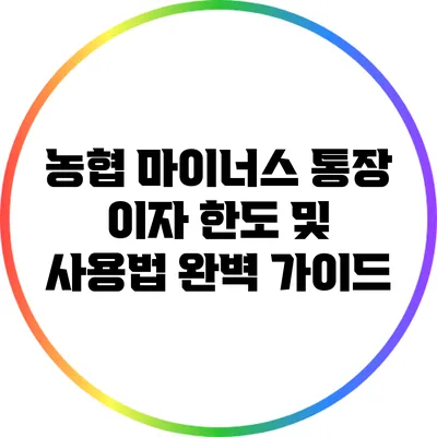 농협 마이너스 통장 이자 한도 및 사용법 완벽 가이드