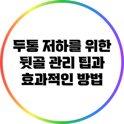 두통 저하를 위한 뒷골 관리 팁과 효과적인 방법