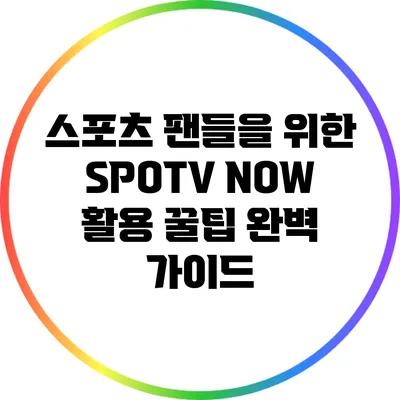 스포츠 팬들을 위한 SPOTV NOW 활용 꿀팁 완벽 가이드