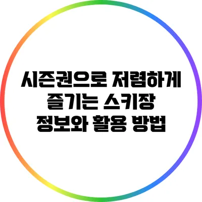 시즌권으로 저렴하게 즐기는 스키장 정보와 활용 방법