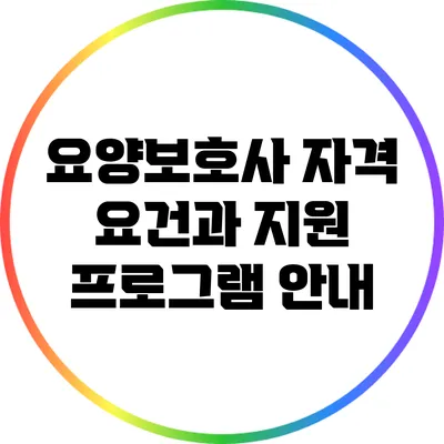 요양보호사 자격 요건과 지원 프로그램 안내