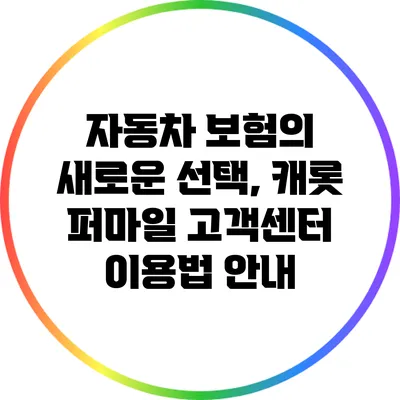 자동차 보험의 새로운 선택, 캐롯 퍼마일 고객센터 이용법 안내