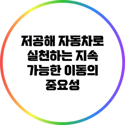 저공해 자동차로 실천하는 지속 가능한 이동의 중요성