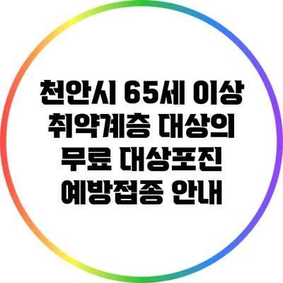 천안시 65세 이상 취약계층 대상의 무료 대상포진 예방접종 안내