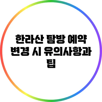 한라산 탐방 예약 변경 시 유의사항과 팁