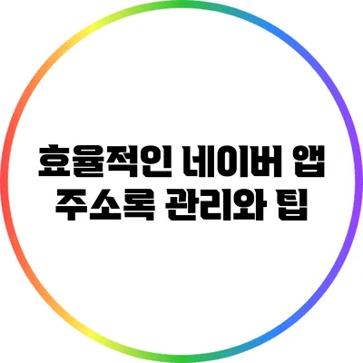 효율적인 네이버 앱 주소록 관리와 팁