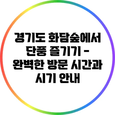 경기도 화담숲에서 단풍 즐기기 - 완벽한 방문 시간과 시기 안내