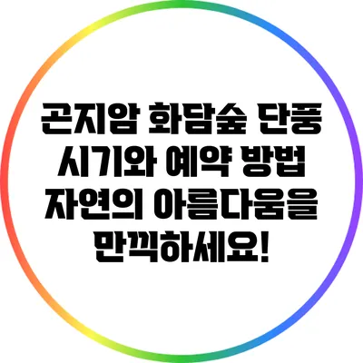 곤지암 화담숲 단풍 시기와 예약 방법: 자연의 아름다움을 만끽하세요!