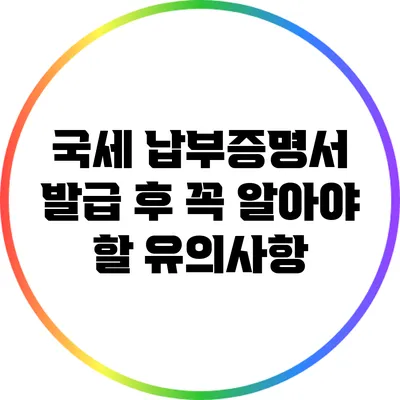 국세 납부증명서 발급 후 꼭 알아야 할 유의사항