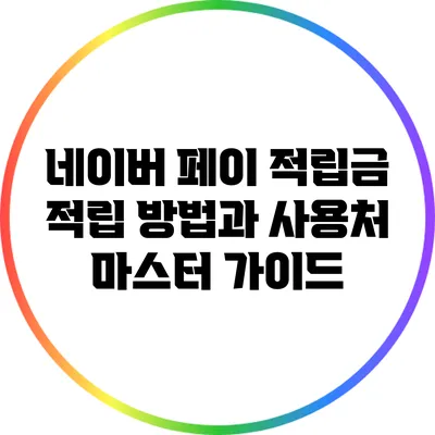 네이버 페이 적립금 적립 방법과 사용처 마스터 가이드