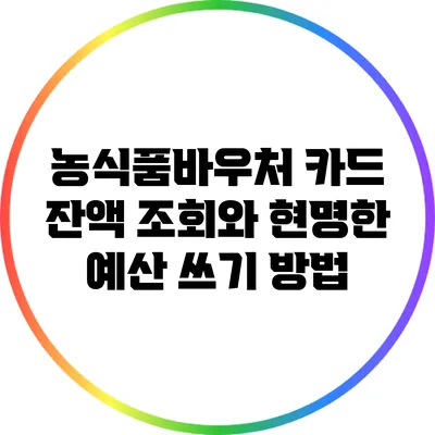 농식품바우처 카드 잔액 조회와 현명한 예산 쓰기 방법