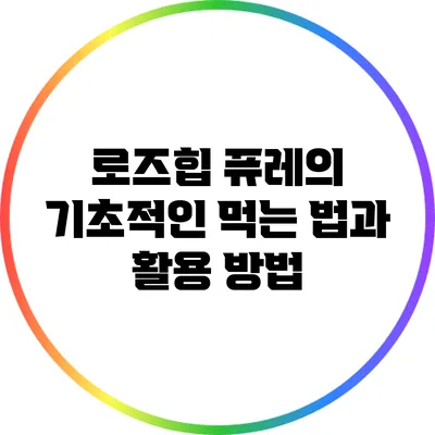 로즈힙 퓨레의 기초적인 먹는 법과 활용 방법