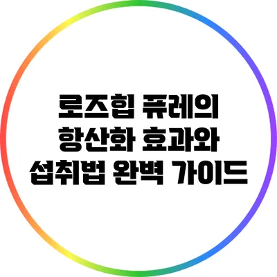 로즈힙 퓨레의 항산화 효과와 섭취법 완벽 가이드