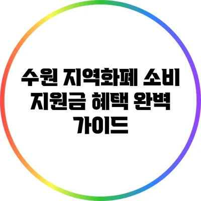 수원 지역화폐 소비 지원금 혜택 완벽 가이드
