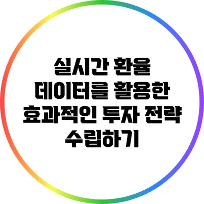 실시간 환율 데이터를 활용한 효과적인 투자 전략 수립하기