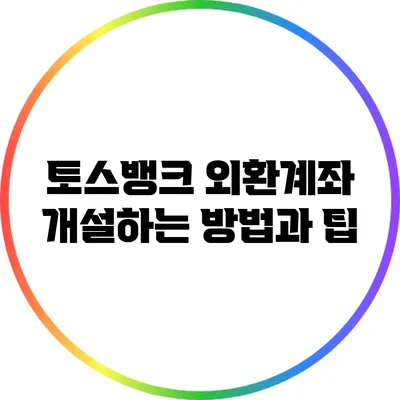 토스뱅크 외환계좌 개설하는 방법과 팁