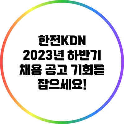 한전KDN 2023년 하반기 채용 공고: 기회를 잡으세요!