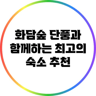 화담숲 단풍과 함께하는 최고의 숙소 추천