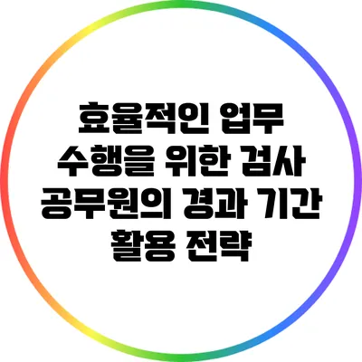 효율적인 업무 수행을 위한 검사 공무원의 경과 기간 활용 전략