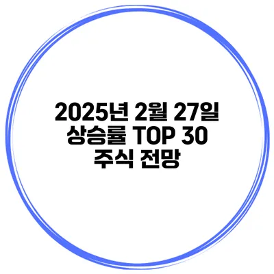 2025년 2월 27일 상승률 TOP 30 주식 전망