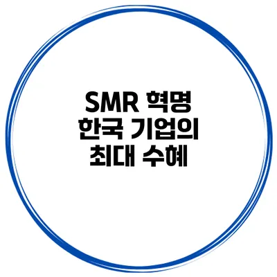 SMR 혁명 한국 기업의 최대 수혜