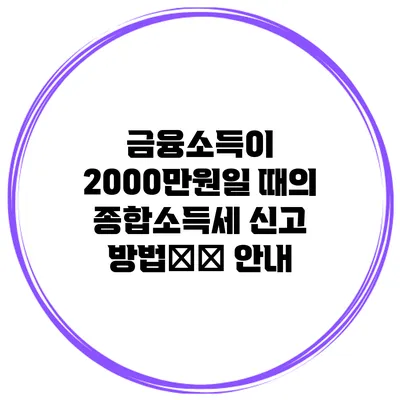 금융소득이 2000만원일 때의 종합소득세 신고 방법完全 안내