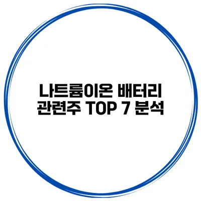 나트륨이온 배터리 관련주 TOP 7 분석