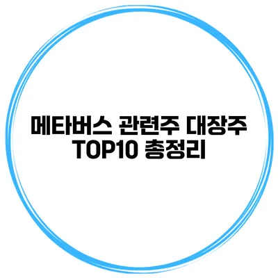 메타버스 관련주 대장주 TOP10 총정리