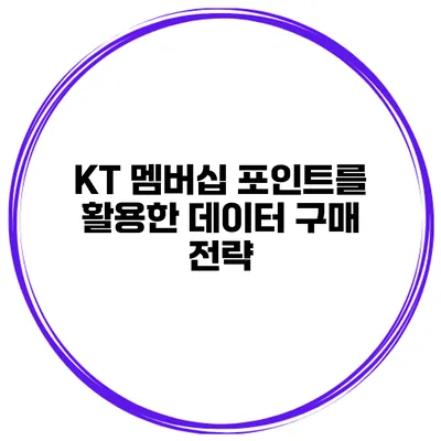KT 멤버십 포인트를 활용한 데이터 구매 전략