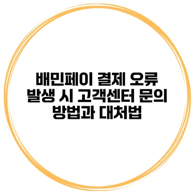 배민페이 결제 오류 발생 시 고객센터 문의 방법과 대처법