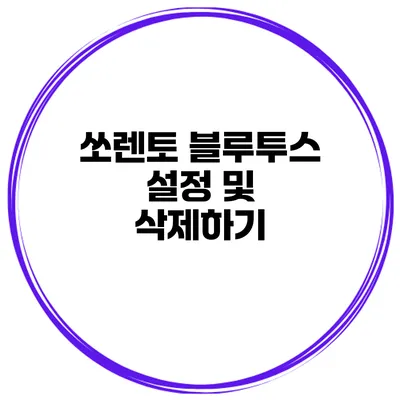 쏘렌토 블루투스 설정 및 삭제하기